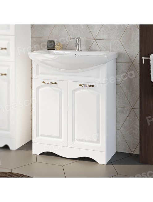 Тумба с раковиной Francesca Империя 70 белый (2 двери, ум. Балтика 70), с подсветкой