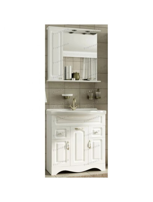 Тумба с раковиной Francesca Империя 75 белый с подсветкой (3дв+2ящ, ум. Элеганс 75)