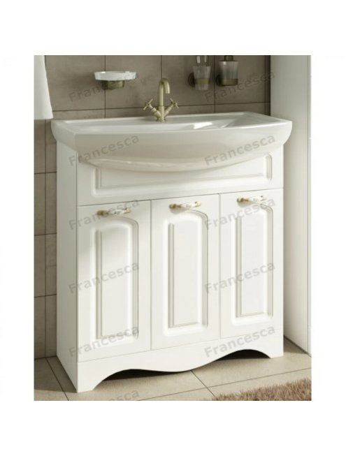 Тумба с раковиной Francesca Империя 80 с 3 дверцами белый (ум. Балтика 80) с подсветкой