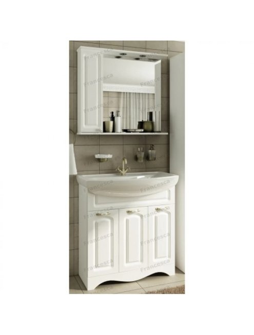 Тумба с раковиной Francesca Империя 80 с 3 дверцами белый (ум. Балтика 80) с подсветкой