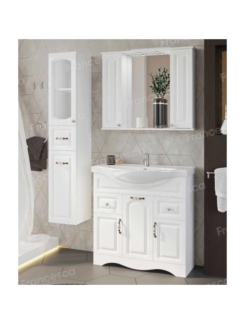 Тумба с раковиной Francesca Империя 90-2 белый с подсветкой (2ящ+3дв, ум. Classic 90)