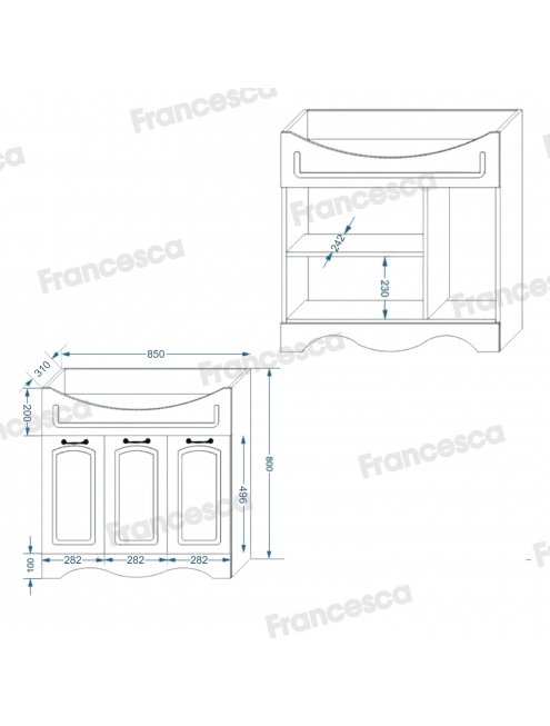 Комплект мебели для ванной комнаты Francesca Империя 90, 3 двери
