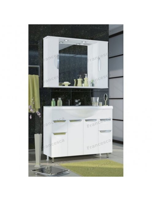 Тумба с раковиной Francesca Доминго 100 белый, с подсветкой (2ящ+4дв, ум. Эльбрус 100)