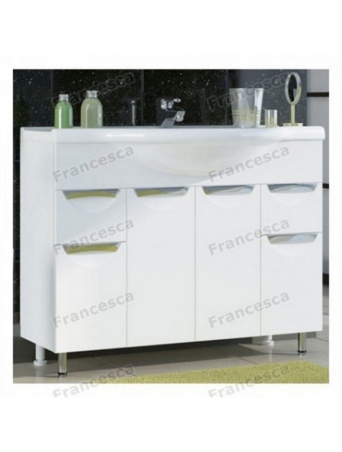 Тумба с раковиной Francesca Доминго 105 белый, с подсветкой (2ящ+4дв, ум. Элеганс 105)