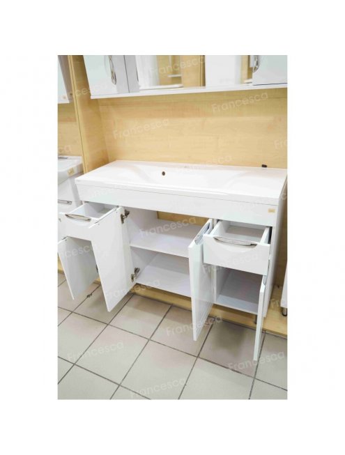 Тумба с раковиной Francesca Доминго 120 белый, с подсветкой (2ящ+4дв, ум. Milen 120)