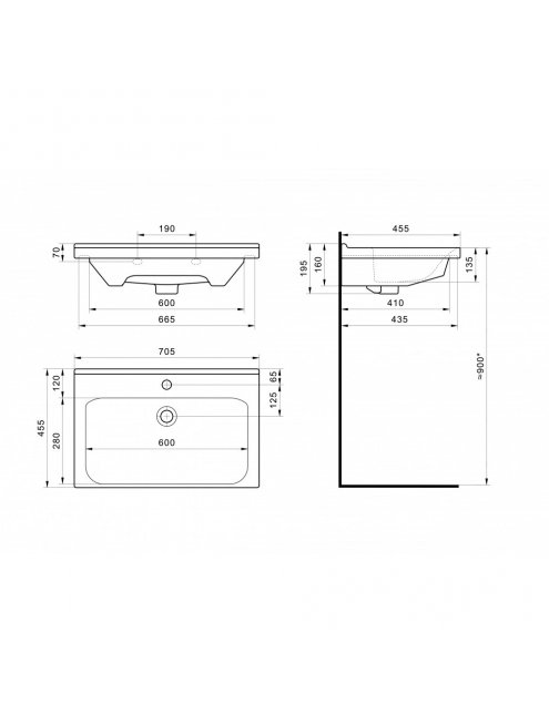 Тумба с раковиной Francesca Доминго М 70 белый, с подсветкой (3 дв.+2 ящ., ум. Миранда 70)