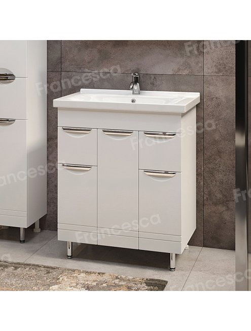 Тумба с раковиной Francesca Доминго М 70 белый, с подсветкой (3 дв.+2 ящ., ум. Миранда 70)
