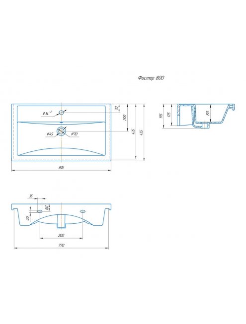 Тумба с раковиной Francesca Доминго 80 3 двери (ум. Фостер 80)