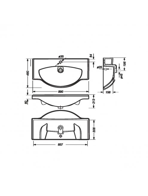 Тумба с раковиной Francesca Доминго 90 3 двери, с подсветкой (ум. Classic 90)
