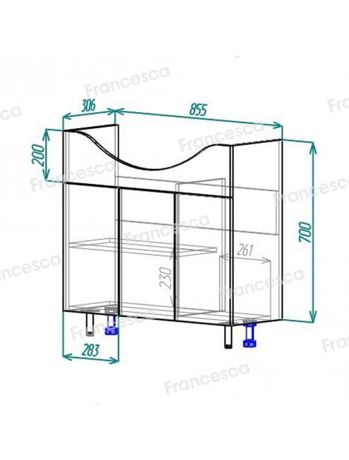 Тумба с раковиной Francesca Доминго 90 3 двери, с подсветкой (ум. Classic 90)