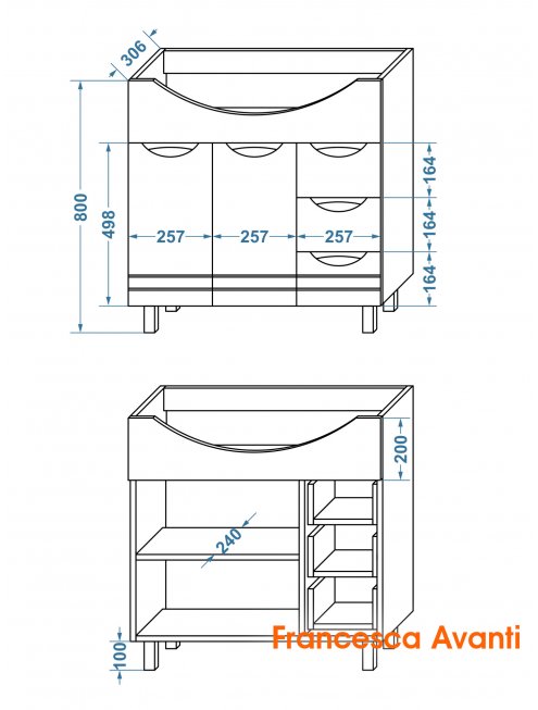 Комплект мебели Francesca Доминго 80 (3ящ+2дв, ум. Балтика 80)