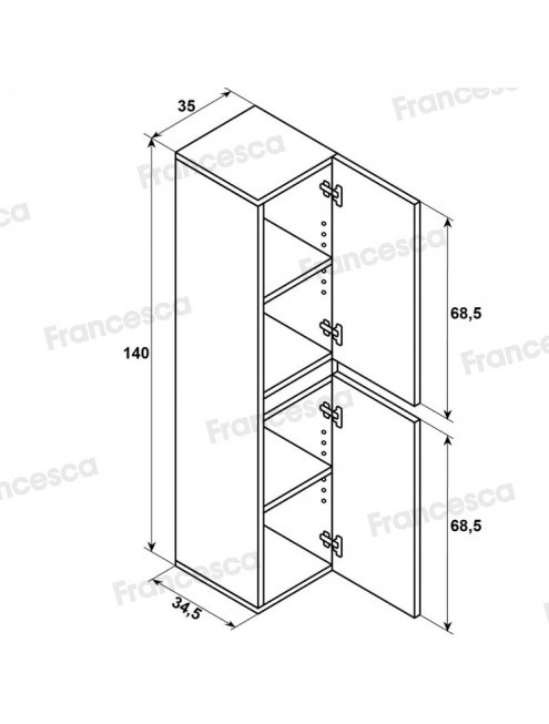Пенал Francesca Avanti Panda 35, DR-03-35, подвесной, дуб