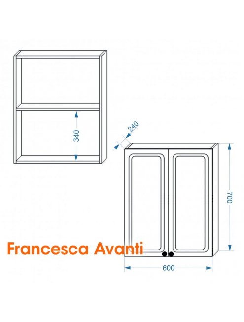 Шкаф навесной Francesca Империя 60 белый, с подсветкой