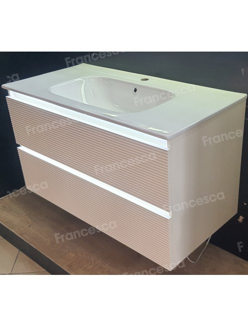 Тумба с раковиной Francesca Avanti Panda 100, DR-07-100, с подсветкой, подвесная, бежевая, с фрезеровкой