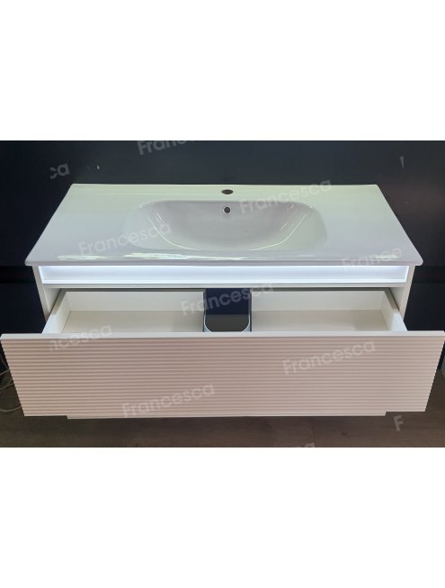 Тумба с раковиной Francesca Avanti Panda 100, DR-07-100, с подсветкой, подвесная, бежевая, с фрезеровкой