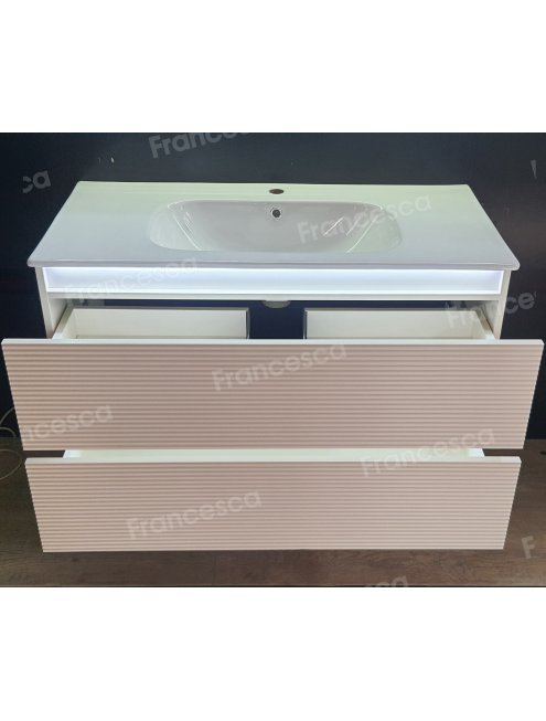 Тумба с раковиной Francesca Avanti Panda 100, DR-07-100, с подсветкой, подвесная, бежевая, с фрезеровкой