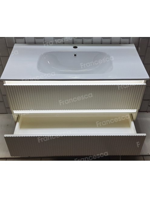 Тумба с раковиной Francesca Avanti Panda 100, DR-08-100, с подсветкой, подвесная, бежевая, с фрезеровкой