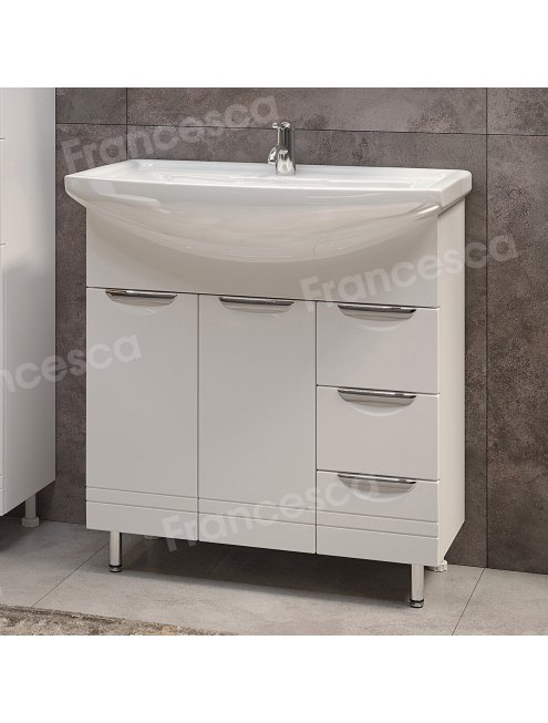 Тумба с раковиной Francesca Доминго 80 белый, с подсветкой (2дв+3ящ, под ум. Балтика 80)