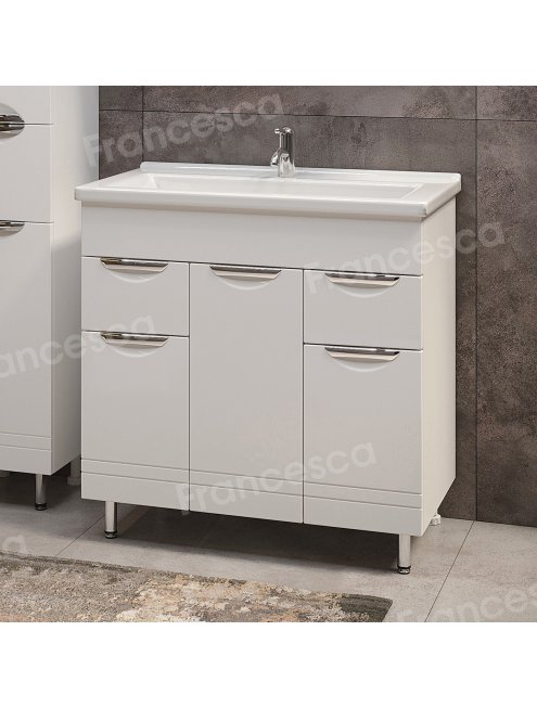 Тумба с раковиной Francesca Доминго М 80 белый, с подсветкой (3 дв.+2 ящ., ум. Миранда 80)