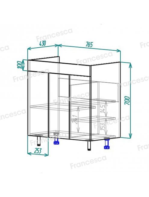 Тумба с раковиной Francesca Доминго 80 3 двери, с подсветкой (ум. Фостер 80)