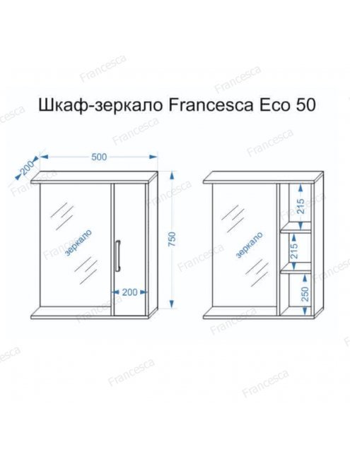 Шкаф-зеркало Francesca Eco 50 дуб/белый