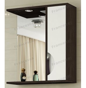 Шкаф-зеркало Francesca Версаль 50 С белый/венге