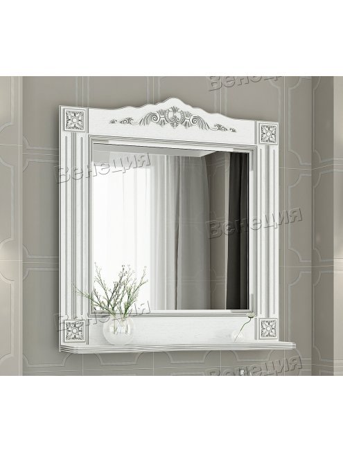 Зеркало Венеция Аврора 85 белый с патиной серебро